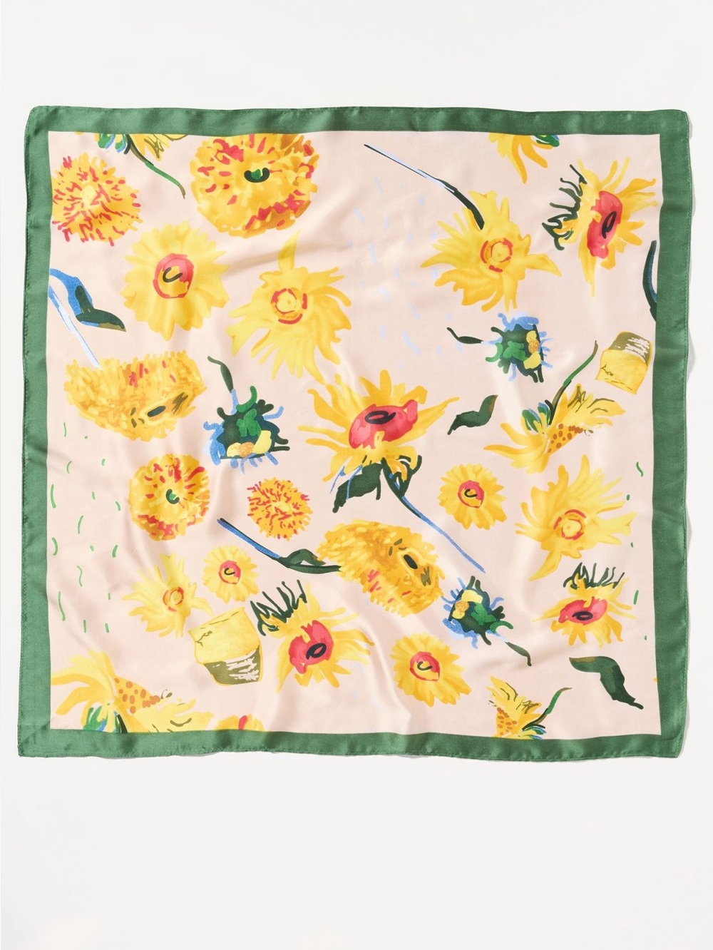 Anthropologie Printed Scarf Hair Head Bag Summer Fruit New Sunflower Yellow